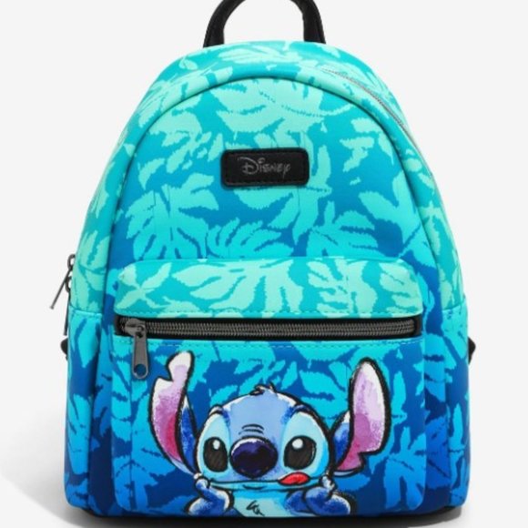 Disney Lilo & Stitch Blue Tropical Leaves Mini Backpack NWT main image 4